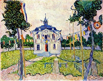  Auvers Painting - Auvers Town Hall in 14 July 1890 Vincent van Gogh